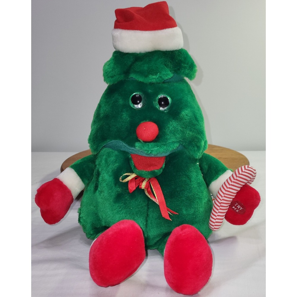 Toy-O-Rama Christmas Tree Plush Santa Hat Candy Cane Vintage Holiday Works! RARE